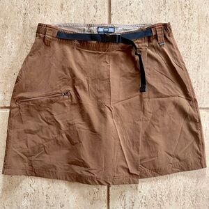REI Women's Skirt Skort Size 12 Hiking Brown Belted Mini UPF 30 Nylon Outdoors
